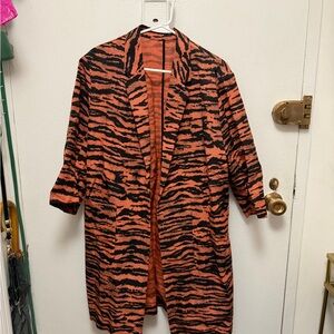 Dries Van Noten Vibrant Orange and Black Patterned Jacket